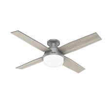  51736 - Hunter 52 inch Dempsey Matte Silver Low Profile Ceiling Fan with LED Light Kit and Handheld Remote