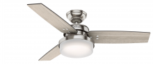  50394 - Hunter 44 inch Sentinel Brushed Nickel Ceiling Fan with LED Light Kit and Handheld Remote