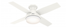  50399 - Hunter 44 inch Dempsey Fresh White Low Profile Damp Rated Ceiling Fan with LED Light Kit and Handhel