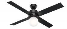  59321 - Hunter 52 inch Hepburn Matte Black Ceiling Fan with LED Light Kit and Wall Control