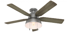 59311 - Hunter 52 inch Mill Valley Matte Silver Low Profile Damp Rated Ceiling Fan with LED Light Kit and Pu