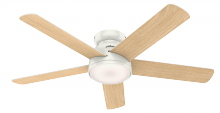  59481 - Hunter 54 inch Wi-Fi Romulus Fresh White Low Profile Ceiling Fan with LED Light Kit and Handheld Rem