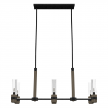  19470 - Hunter River Mill Rustic Iron and French Oak with Clear Seeded Glass 6 Light Chandelier Ceiling Ligh