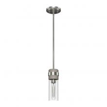  19485 - Hunter River Mill Brushed Nickel and Gray Wood with Seeded Glass 1 Light Pendant Ceiling Light Fixtu