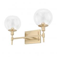  19761 - Hunter Xidane Alturas Gold with Clear Glass 2 Light Bathroom Vanity Wall Light Fixture