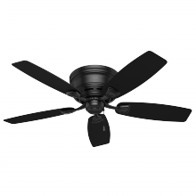  53118 - Hunter 48 inch Sea Wind Matte Black Low Profile Damp Rated Ceiling Fan and Pull Chain