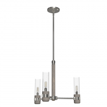  19473 - Hunter River Mill Brushed Nickel and Gray Wood with Seeded Glass 3 Light Chandelier Ceiling Light Fi