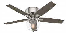  53394 - Hunter 52 inch Bennett Brushed Nickel Low Profile Ceiling Fan with LED Light Kit and Handheld Remote