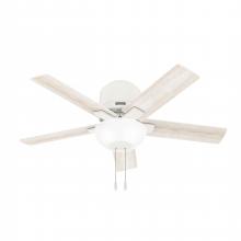  51588 - Hunter 44 inch Fitzgerald Matte White Low Profile Ceiling Fan with LED Light Kit and Pull Chain