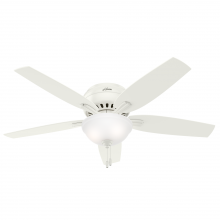  53313 - Hunter 52 inch Newsome Fresh White Low Profile Ceiling Fan with LED Light Kit and Pull Chain
