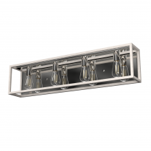  19037 - Hunter Squire Manor Distressed White and Chrome 4 Light Bathroom Vanity Wall Light Fixture