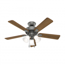  50882 - Hunter 44 inch Swanson Matte Silver Ceiling Fan with LED Light Kit and Pull Chain