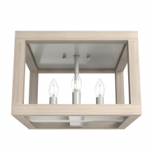  19089 - Hunter Squire Manor Brushed Nickel and Bleached Wood 4 Light Flush Mount Ceiling Light Fixture