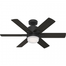  51291 - Hunter 44 inch Wi-Fi Radeon Matte Black Ceiling Fan with LED Light Kit and Wall Control