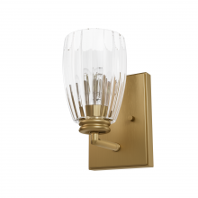  13196 - Hunter Rossmoor Luxe Gold with Clear Fluted Glass 1 Light Sconce Wall Light Fixture