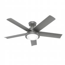  52416 - Hunter 52 inch Seawall Matte Silver WeatherMax Indoor / Outdoor Ceiling Fan with LED Light Kit and W