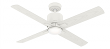  53430 - Hunter 52 inch Visalia Matte White Damp Rated Ceiling Fan with LED Light Kit and Handheld Remote