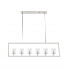  19549 - Hunter Kerrison Brushed Nickel with Seeded Glass 6 Light Chandelier Ceiling Light Fixture