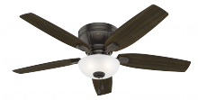  53379 - Hunter 52 inch Kenbridge Noble Bronze Low Profile Ceiling Fan with LED Light Kit and Pull Chain