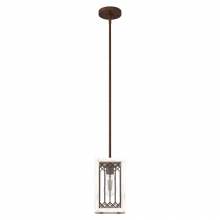  19974 - Hunter Chevron Textured Rust and Distressed White with Seeded Glass 1 Light Pendant Ceiling Light Fi