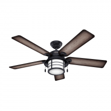  59135 - Hunter 54 inch Key Biscayne Weathered Zinc Damp Rated Ceiling Fan with LED Light Kit and Pull Chain