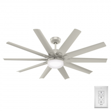 50719 - Hunter 60 inch Overton Matte Nickel Damp Rated Ceiling Fan with LED Light Kit and Wall Control
