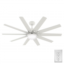  50720 - Hunter 60 inch Overton Matte White Damp Rated Ceiling Fan with LED Light Kit and Wall Control