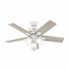  52350 - Hunter 44 inch Crystal Peak Matte White Ceiling Fan with LED Light Kit and Pull Chain