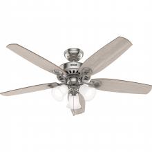  52729 - Hunter 52 inch Builder Brushed Nickel Ceiling Fan with LED Light Kit and Pull Chain