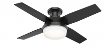  50400 - Hunter 44 inch Dempsey Matte Black Low Profile Damp Rated Ceiling Fan with LED Light Kit and Handhel