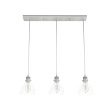  19308 - Hunter Van Nuys Brushed Nickel with Clear Glass 3 Light Pendant Cluster Ceiling Light Fixture