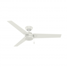  59263 - Hunter 52 inch Cassius Fresh White Damp Rated Ceiling Fan and Pull Chain