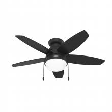  52613 - Hunter 44 inch Lilliana Matte Black Low Profile Ceiling Fan with LED Light Kit and Pull Chain
