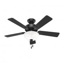  52790 - Hunter 44 inch Swanson Matte Black Ceiling Fan with LED Light Kit and Pull Chain