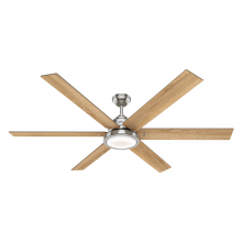  59398 - Hunter 70 inch Warrant Brushed Nickel Ceiling Fan with LED Light Kit and Wall Control