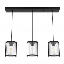  19137 - Hunter Astwood Matte Black with Clear Glass 3 Light Pendant Cluster Ceiling Light Fixture