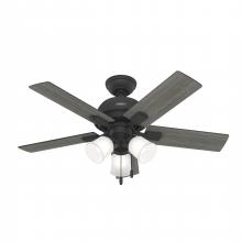  52351 - Hunter 44 inch Crystal Peak Matte Black Ceiling Fan with LED Light Kit and Pull Chain
