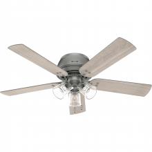  52380 - Hunter 52 inch Shady Grove Matte Silver Low Profile Ceiling Fan with LED Light Kit and Pull Chain