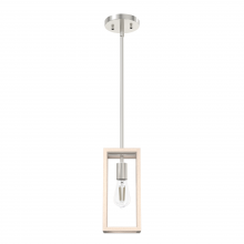  19770 - Hunter Squire Manor Brushed Nickel and Bleached Wood 1 Light Pendant Ceiling Light Fixture