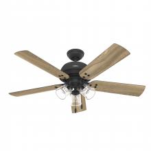  52381 - Hunter 52 inch Shady Grove Matte Black Ceiling Fan with LED Light Kit and Pull Chain
