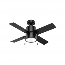  53433 - Hunter 42 inch Beck Matte Black Ceiling Fan with LED Light Kit and Pull Chain