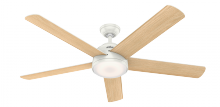  59484 - Hunter 60 inch Wi-Fi Romulus Fresh White Ceiling Fan with LED Light Kit and Handheld Remote