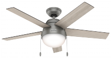  59267 - Hunter 46 inch Anslee Matte Silver Ceiling Fan with LED Light Kit and Pull Chain