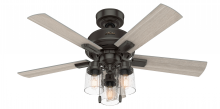 50329 - Hunter 44 inch Hartland Noble Bronze Ceiling Fan with LED Light Kit and Pull Chain