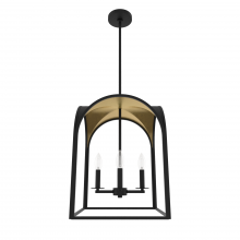  19082 - Hunter Dukestown Natural Black Iron and Gold Leaf 4 Light Pendant Ceiling Light Fixture