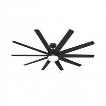  52618 - Hunter 72 inch Overton Matte Black Damp Rated Ceiling Fan with LED Light Kit and Wall Control