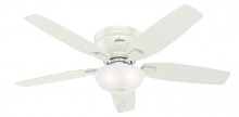  53378 - Hunter 52 inch Kenbridge Fresh White Low Profile Ceiling Fan with LED Light Kit and Pull Chain