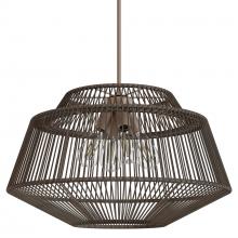  13219 - Hunter Brookhollow Sable Rattan and Sable 4 Light Pendant Ceiling Light Fixture