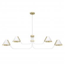  19207 - Hunter Grove Isle Matte White and Modern Brass 4 Light Chandelier Ceiling Light Fixture