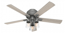  50656 - Hunter 52 inch Hartland Matte Silver Low Profile Ceiling Fan with LED Light Kit and Pull Chain